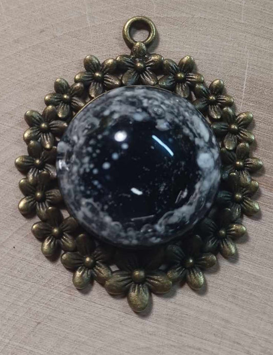 Bronze Floral backing Ash Pendant